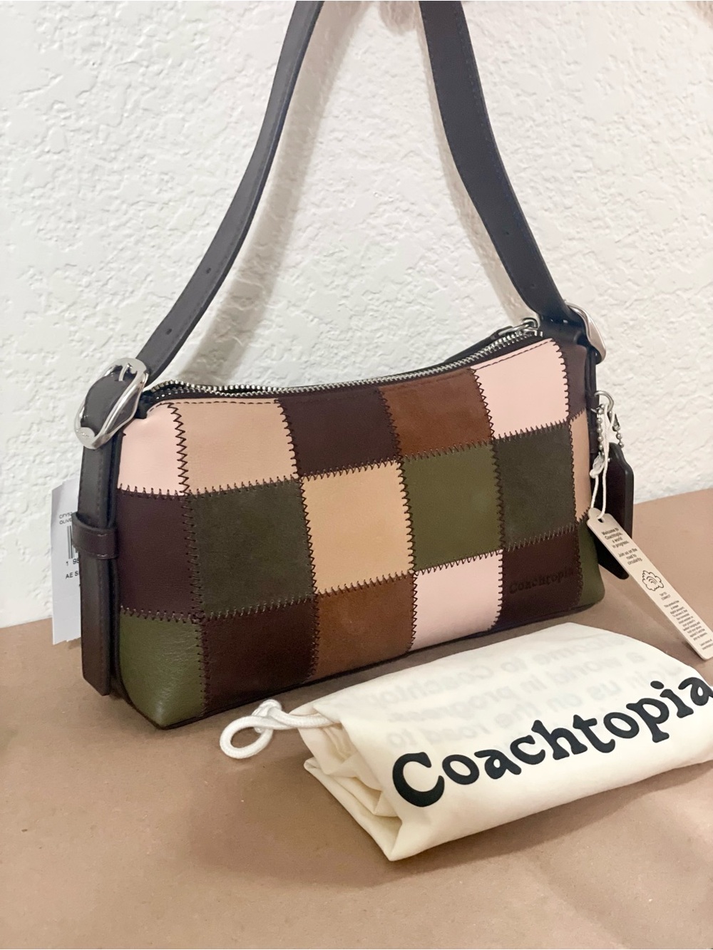 NWT Coach Coachtopia Alter/Ego Small Slouchy Shoulder Bag in Maple/Olive CFG00 - Picture 2 of 8